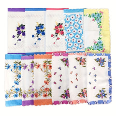 6pcs Classic Flower Handkerchief Lady Hanky Mix