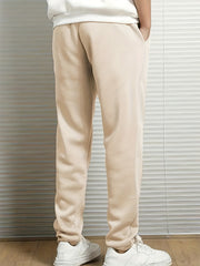 Letter Print Men's Drawstring Sweatpants Pocket Casual Comfy Jogger Pants
