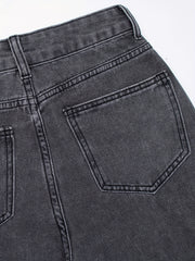 Loose Fit Straight Jeans High Waist Denim Pants Women's Clothing