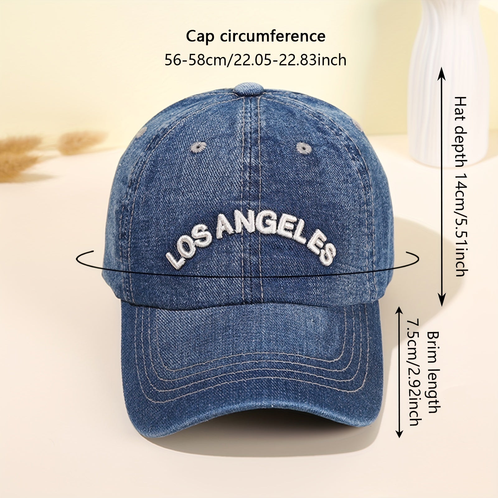 LA Embroidery Baseball Cap Washed Distressed Unisex Dad Hats Vintage