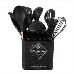 14pcs Non Stick Silicone Utensil Set with Storage Bucket Holder