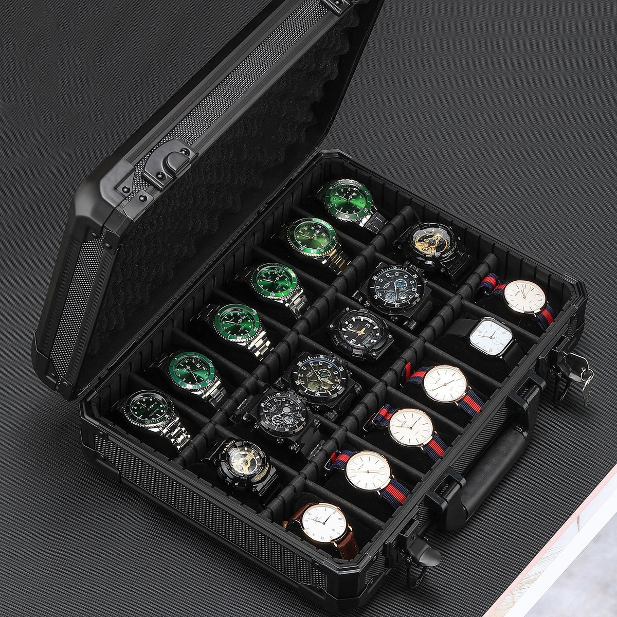 Aluminum Alloy Watch Storage Box with Lock