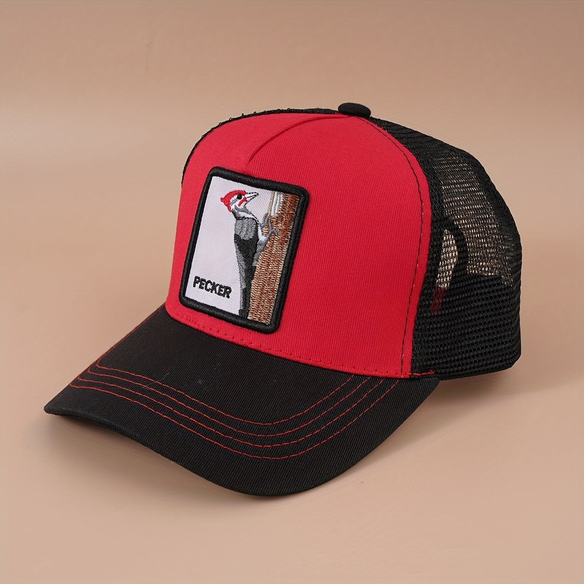 Animal Patch Baseball Cap Block Mesh Adjustable Trucker Hat Vintage S