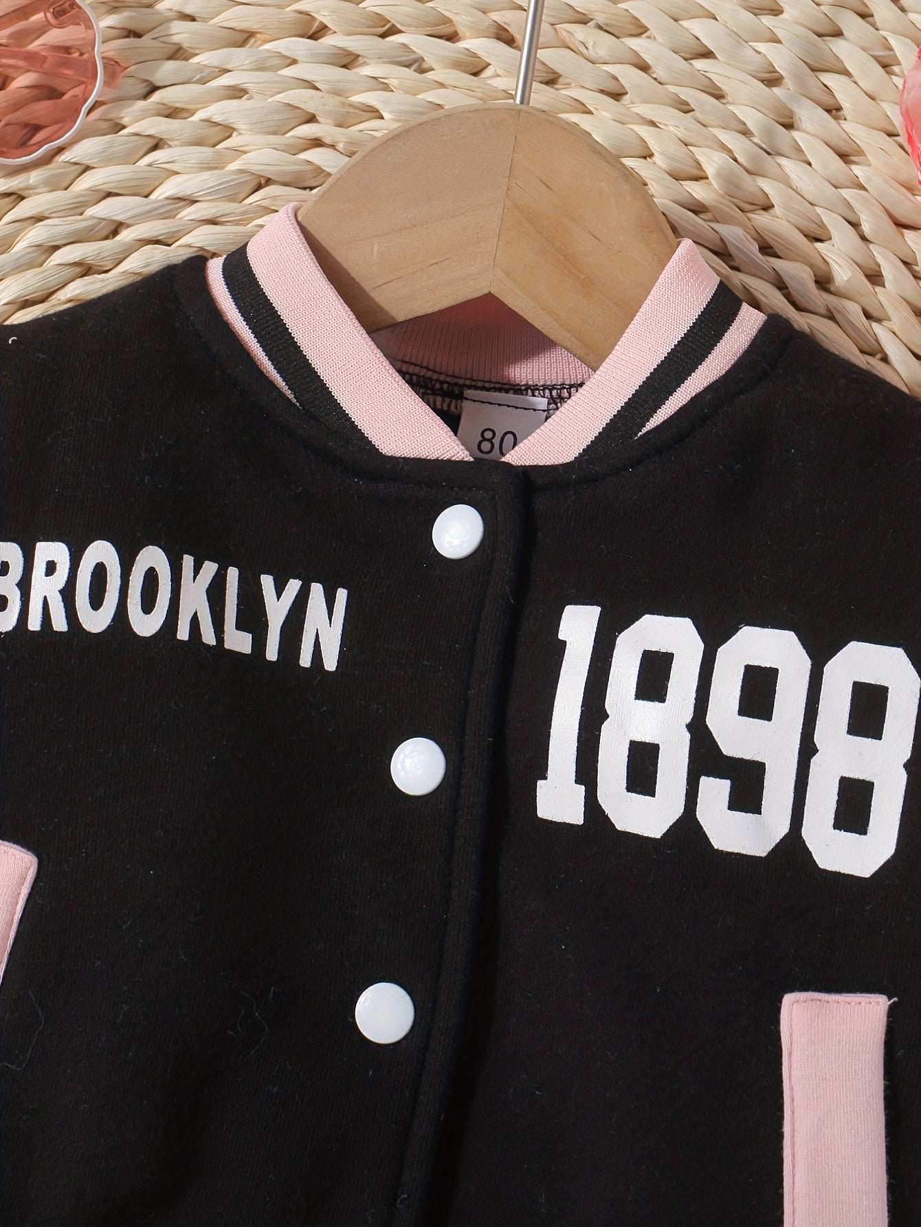 Baby Girls Block Stand Collar Sports Coat