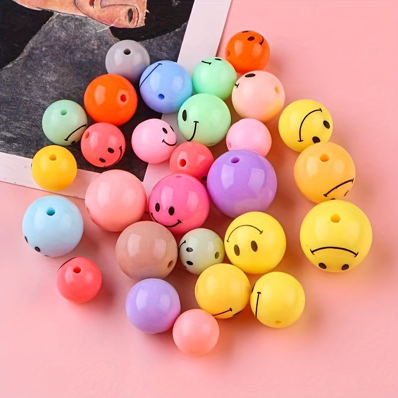 5pcs 16mm Acrylic Round Happy Face Beads Necklace Diy Children's Beaded