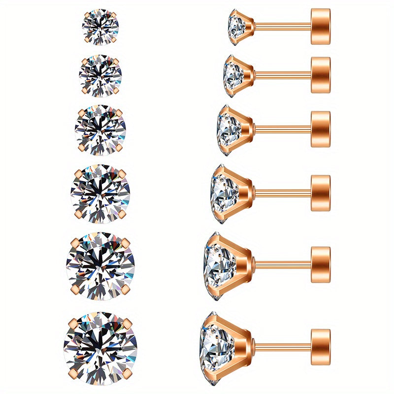 316 Stainless Steel Cartilage Studs Pair Golden Spiral Post Earrings