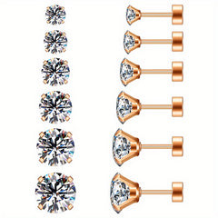 316 Stainless Steel Cartilage Studs Pair Golden Spiral Post Earrings