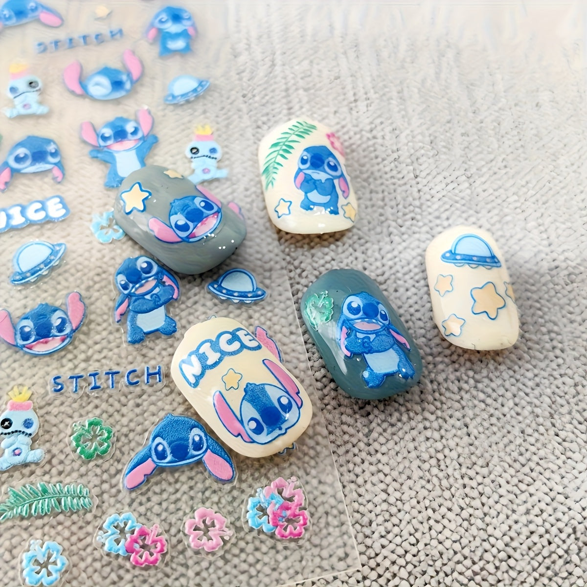 Matte Stitch Nail Stickers Hearts DIY Self Adhesive Decals