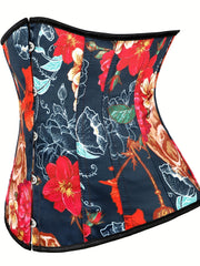 Floral Print Corset Tummy Control Lace Up Body Shaper Women's Lingerie