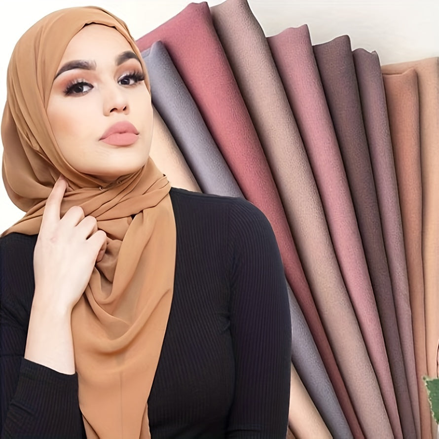 Chiffon Hijab Head Scarf Solid Shawl Classic Turban Scarves Large
