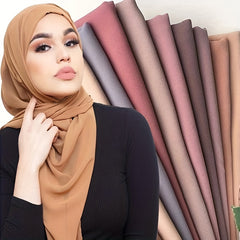 Chiffon Hijab Head Scarf Solid Shawl Classic Turban Scarves Large