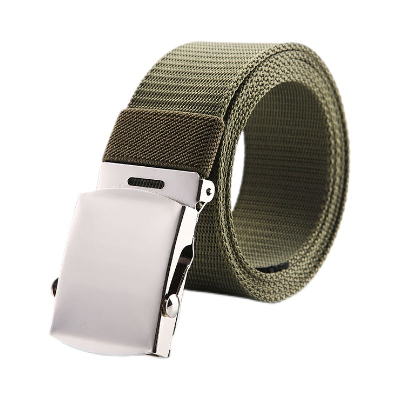 Men's Canvas Belt with Automatic Buckle and 5 Card Slots
