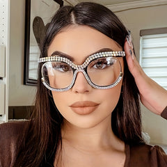 Vintage Rhinestone Cat Eye Glasses Frame Women Dress Eyeglasses
