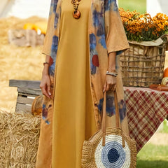  Tie Dye Cardigan & Solid Cami Dress 2-Piece Set