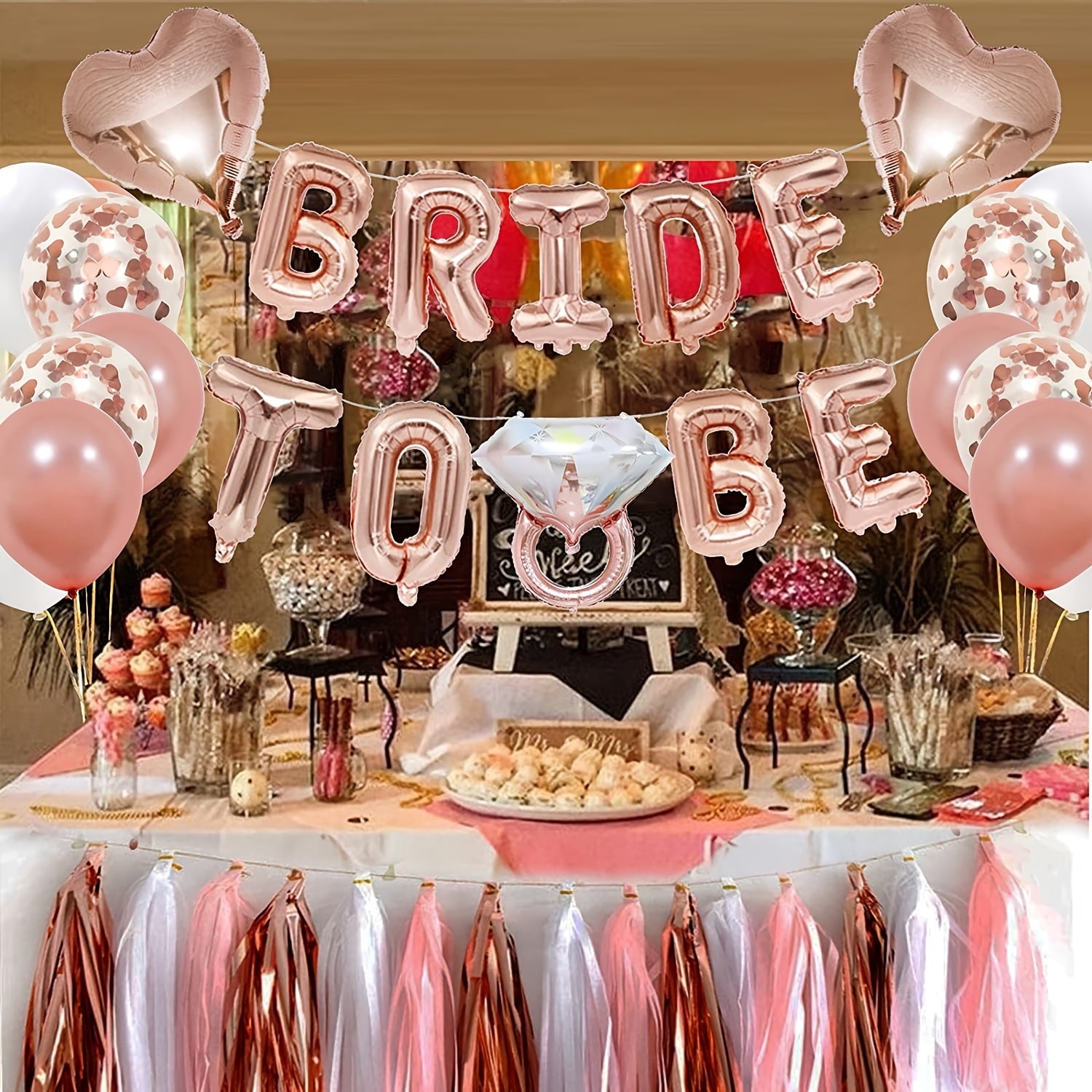 Rose Gold Bridal Shower Party Decorations Kit