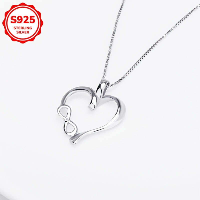 925 Silver Heart Pendant Necklace with Synthetic Zirconia August Birthstone