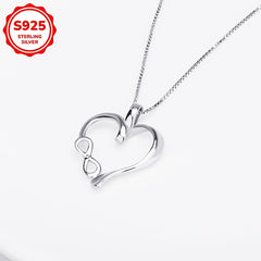 925 Silver Heart Pendant Necklace with Synthetic Zirconia August Birthstone