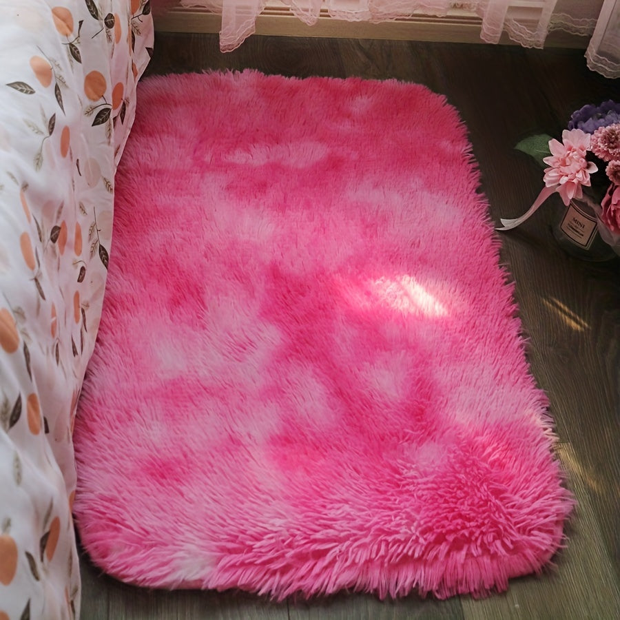 Tie Dye Solid Rug Machine Washable Floor Mat Fluffy Indoor Decorative Carpet