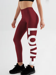 High Waist Yoga Leggings Letter Print Breathable Ankle Length Pants