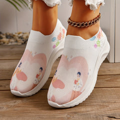 Couple Figure Graphic Flying Woven Walking Shoes Slip-On Sneakers