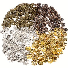 100pcs Antique Silver Bead Hats with Flower Bead Hats DIY Accessorie