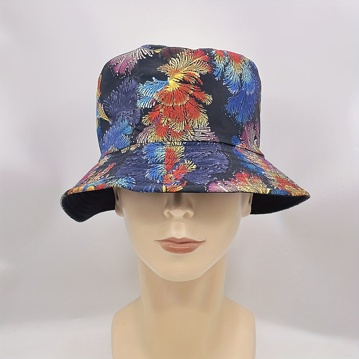 Coral Print Reversible Bucket Hat Cotton Basin Hat for Men Women