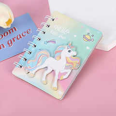 3D Unicorn Binder Notebook Spiral Journal for Girls Mini Notepad