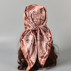 Floral Print Silk Head Scarf Lightweight Hank