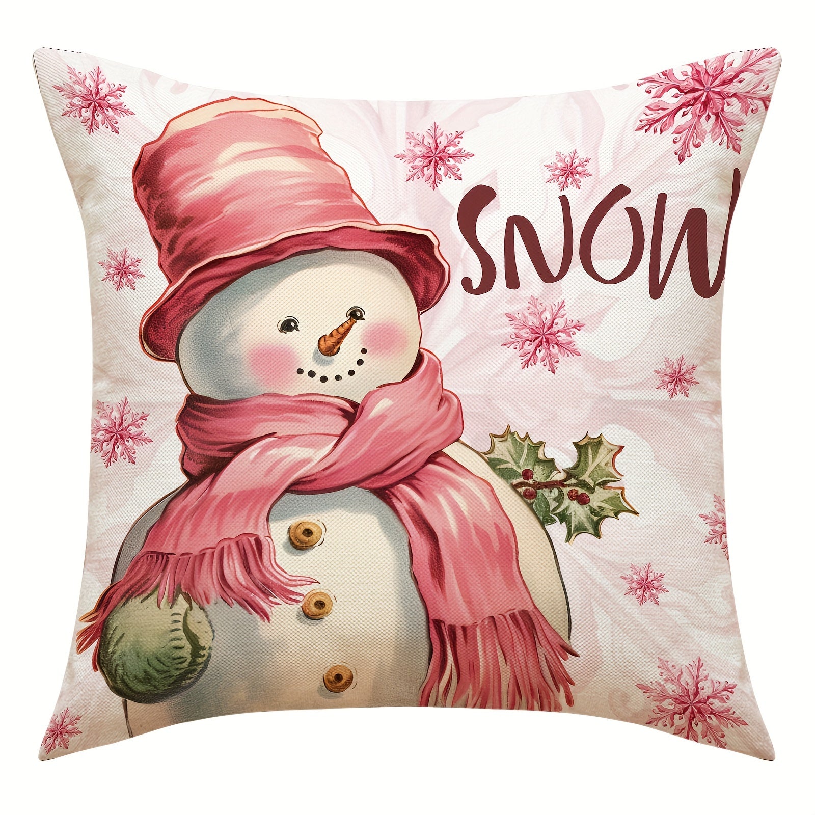Christmas Pillowcase 18in X 18in Santa Claus Snowman Christmas Tree