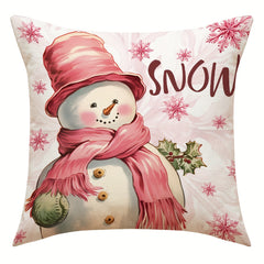 Christmas Pillowcase 18in X 18in Santa Claus Snowman Christmas Tree