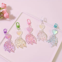Y2K Faux Pearl Feather Shape Keychain Pendant Sweet Key Ring Bag Accessories