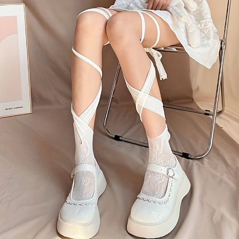 Criss Cross Strappy Socks Cut Out Irregular Stockings