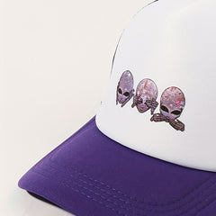 Purple Alien Trucker Hat Baseball Cap Mesh Sunshade Dad Hat