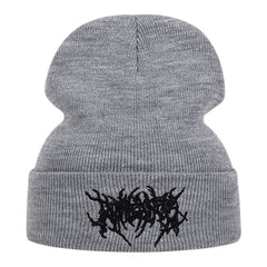 Men's Knitted Embroidered Beanie Hat