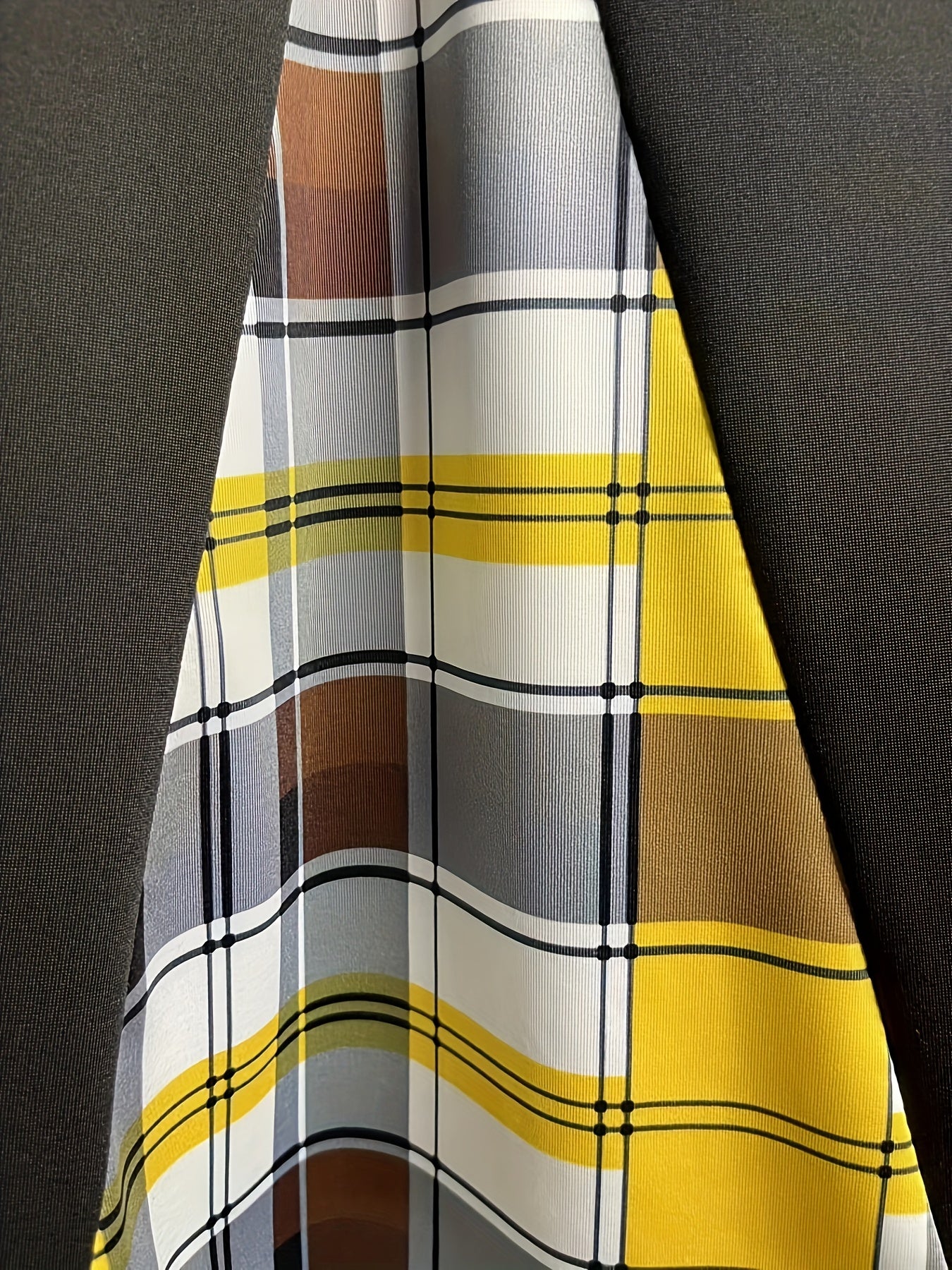 Colorblock Plaid Long Sleeve A Line Dress