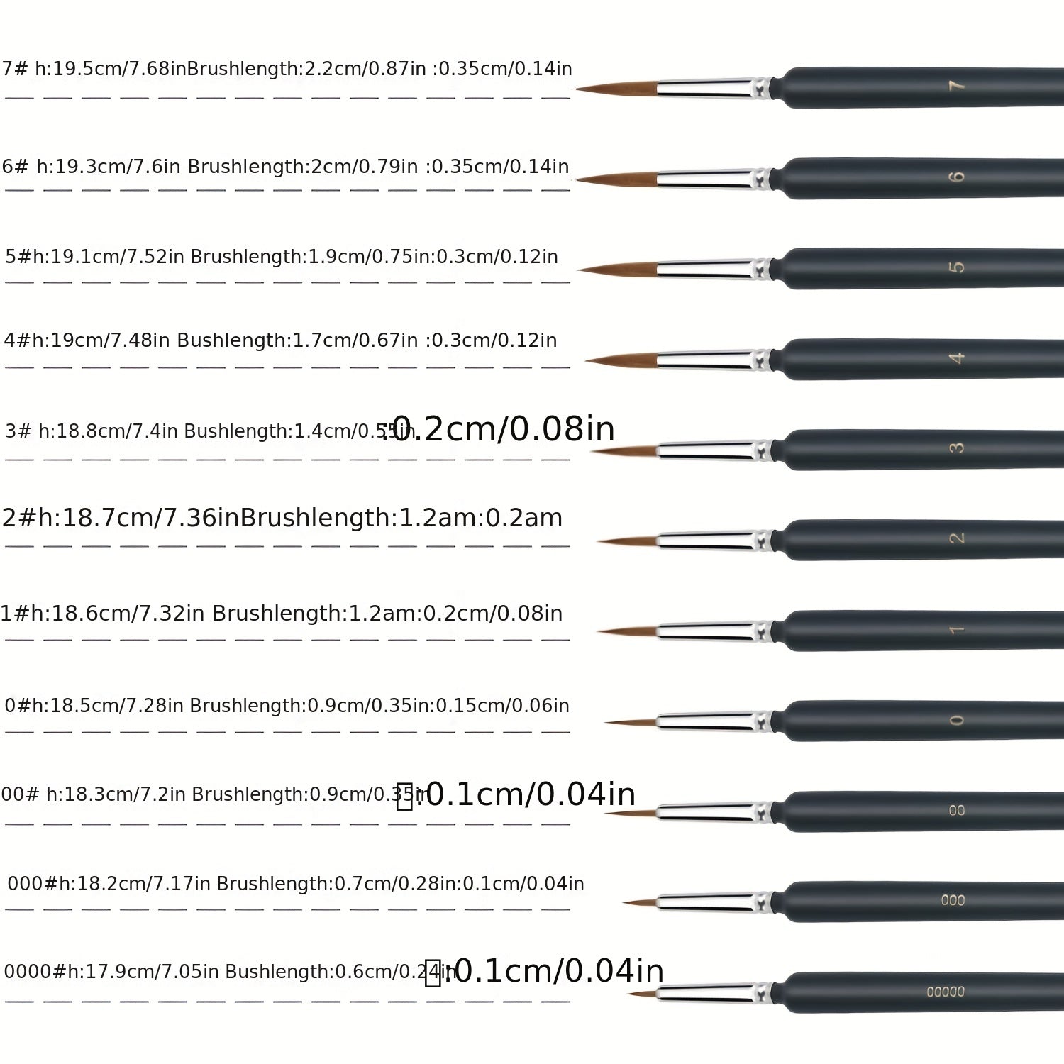 11 Micro Brushes Fine Detail Nib Brush Set With Ergonomic Handle