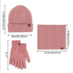 Winter Beanie Scarf Gloves Set Knitted Touch Screen Halter Gloves
