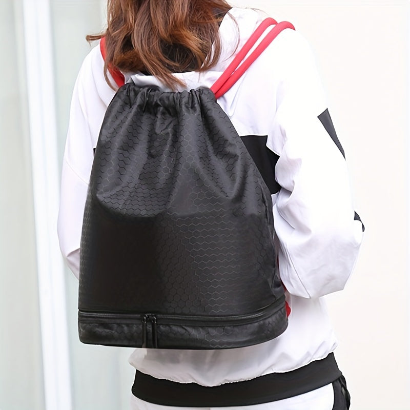Embossed Drawstring Backpack Waterproof Storage Bag Lightweight