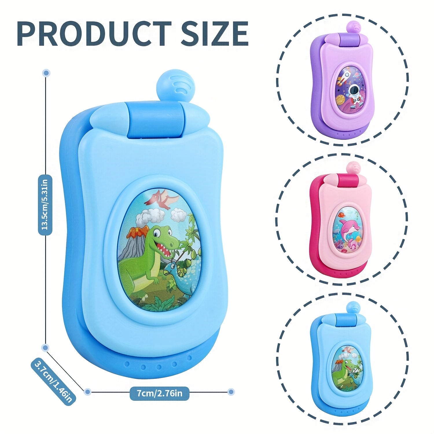 Interactive Cartoon Music Flip Phone Toy for Kids Lights & Sounds