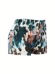  Slogan Print Tie Dye High Rise Shorts