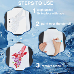 2pcs PET Hollow Out Drawing Stencils with Musical Note Brush