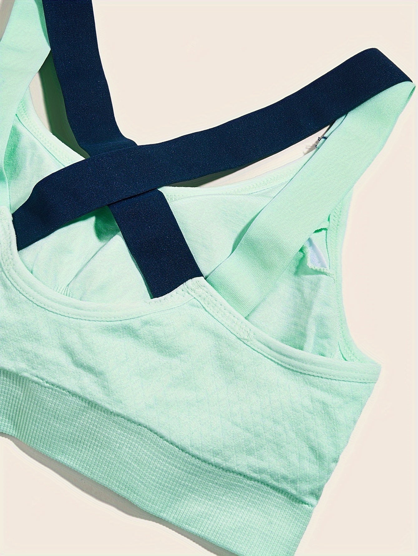 2pcs Cross Back Sports Bra Comfy Workout Colorblock Bra Women's Lingerie