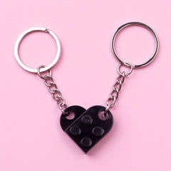 Heart Shape Building Block Keychain Couple Friendship Family Gift