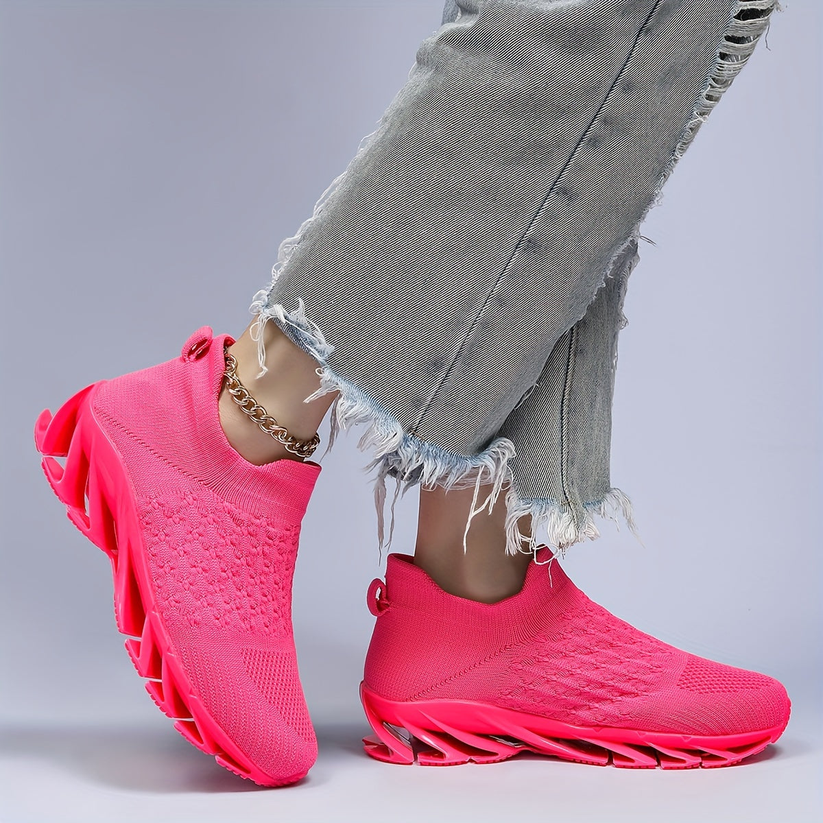 Women's Non-slip Breathable Running Shoes, Slip-on Blade Athletic Sneakers