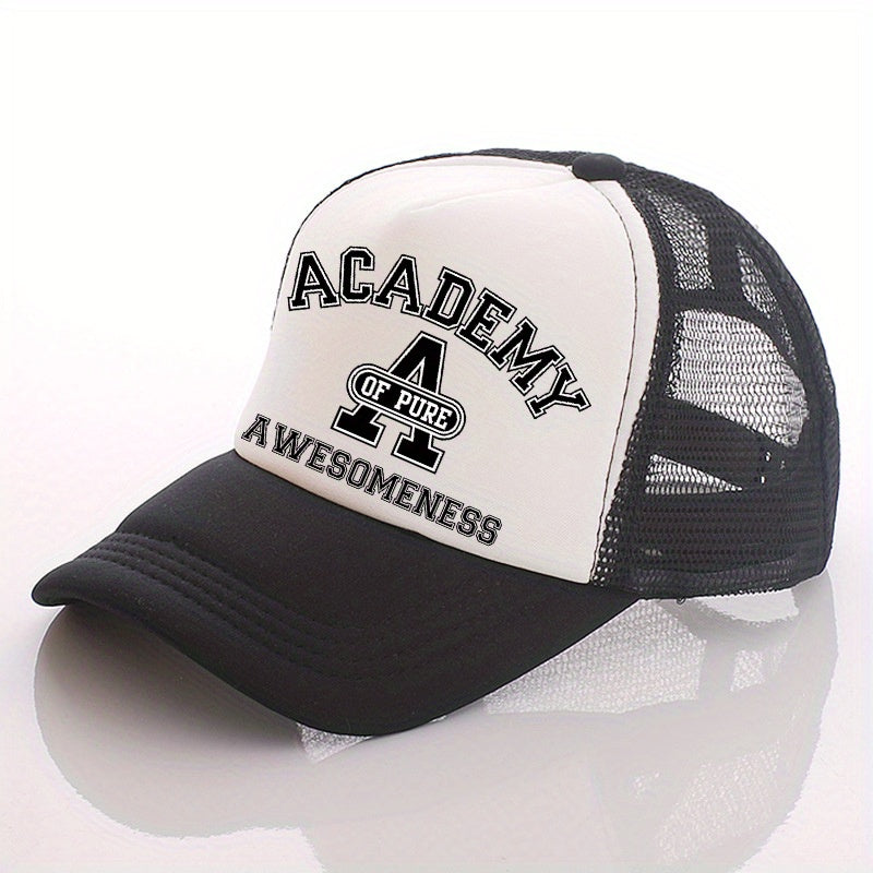 Summer Multicolor Hat Funny ACADEMY AWESOMENESS Letter Print Men's Peaked Cap