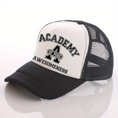 Summer Multicolor Hat Funny ACADEMY AWESOMENESS Letter Print Men's Peaked Cap
