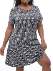  Casual Loungewear Dress Women's Plus Allover Print