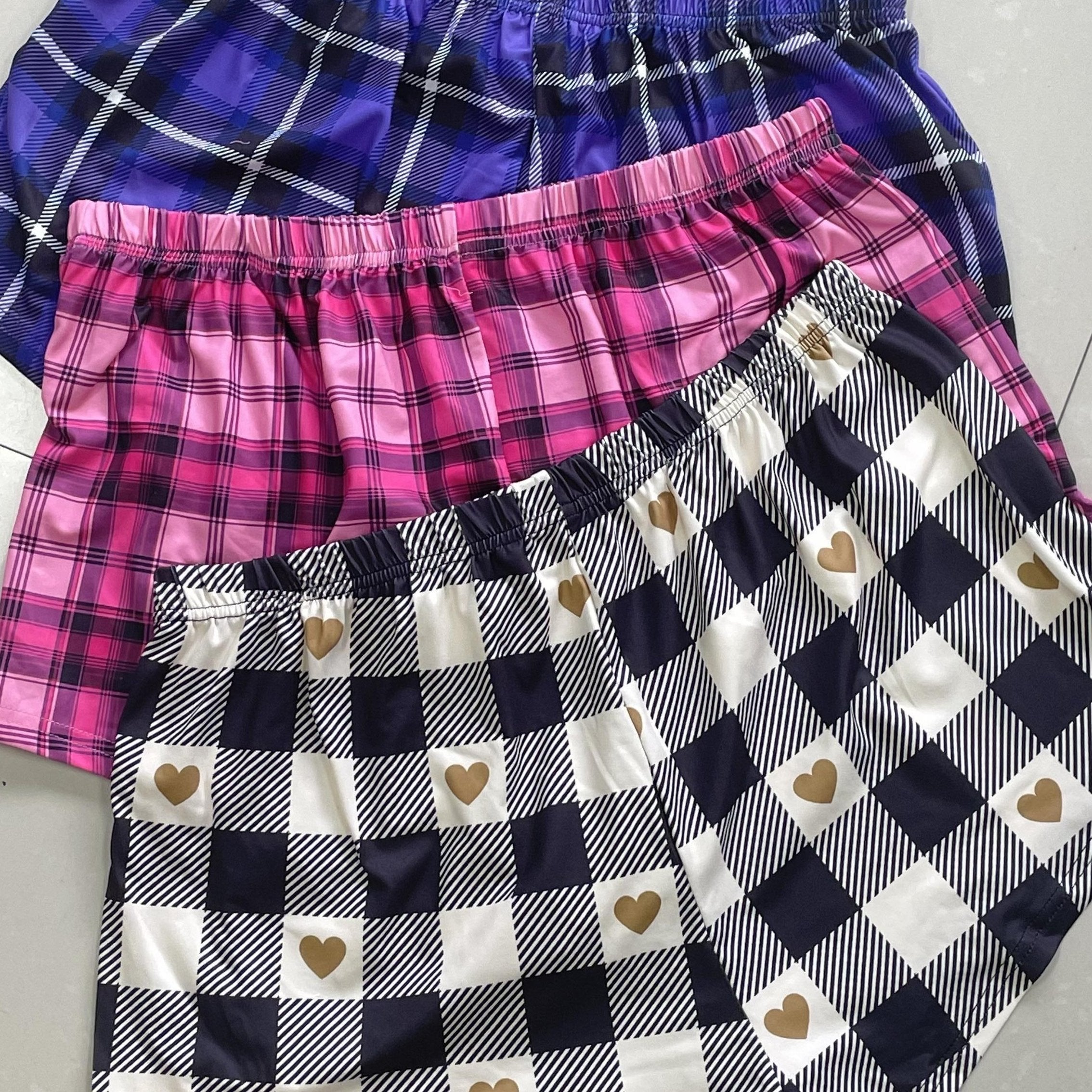  Plaid Stretch Loungewear Set 3pcs