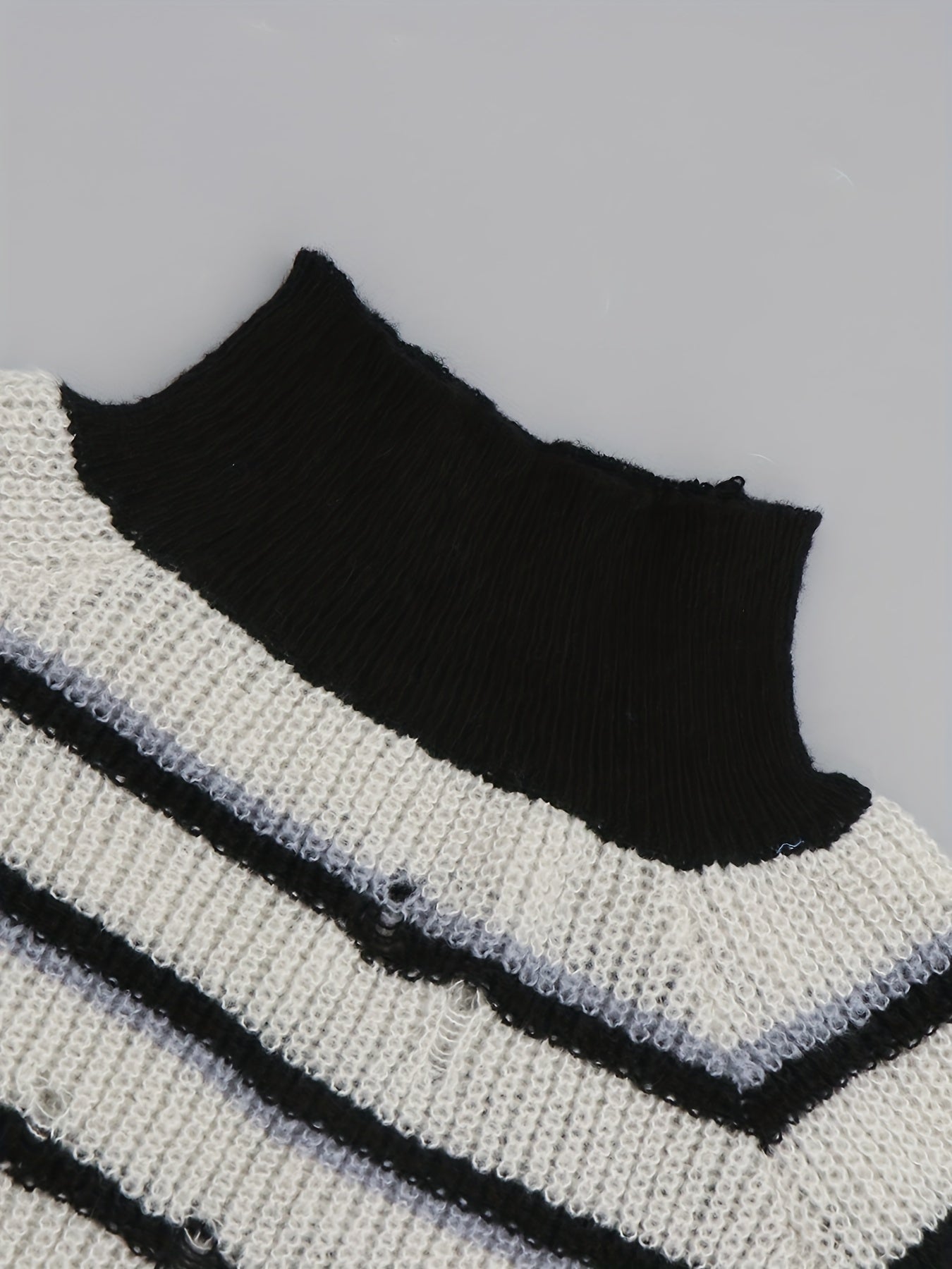  Y2K Sweater Women's Plus Striped Bell Sleeve Mock Neck