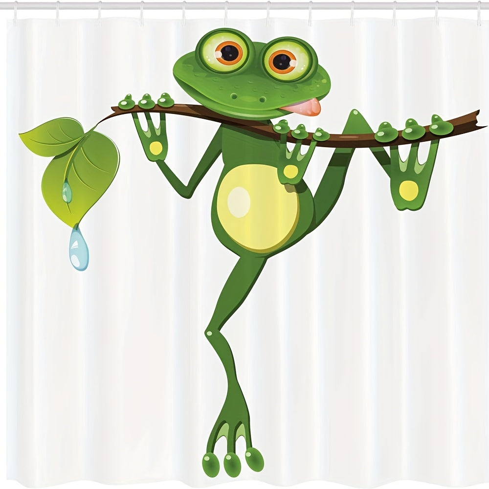 Waterproof Frog Shower Curtain with Hooks 72x72in